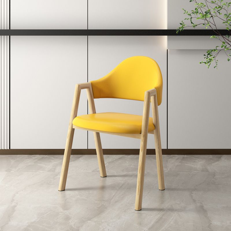 Scandinavian Study Room Metal Arm Chair Colorful Open Dining Chair with Natural Legs Clearhalo ' kitchen&dining_furn' 'Dining Chairs' 'Dining Tables & Seating' 'dining_chair' 'furn' 'furn_dining_chair' 'Furniture' 'furniture_dining_chair' 'Kitchen & Dining Furniture' 'kitchen' 1200x1200_5bb448a8-18cd-4be7-9208-091c5c388215