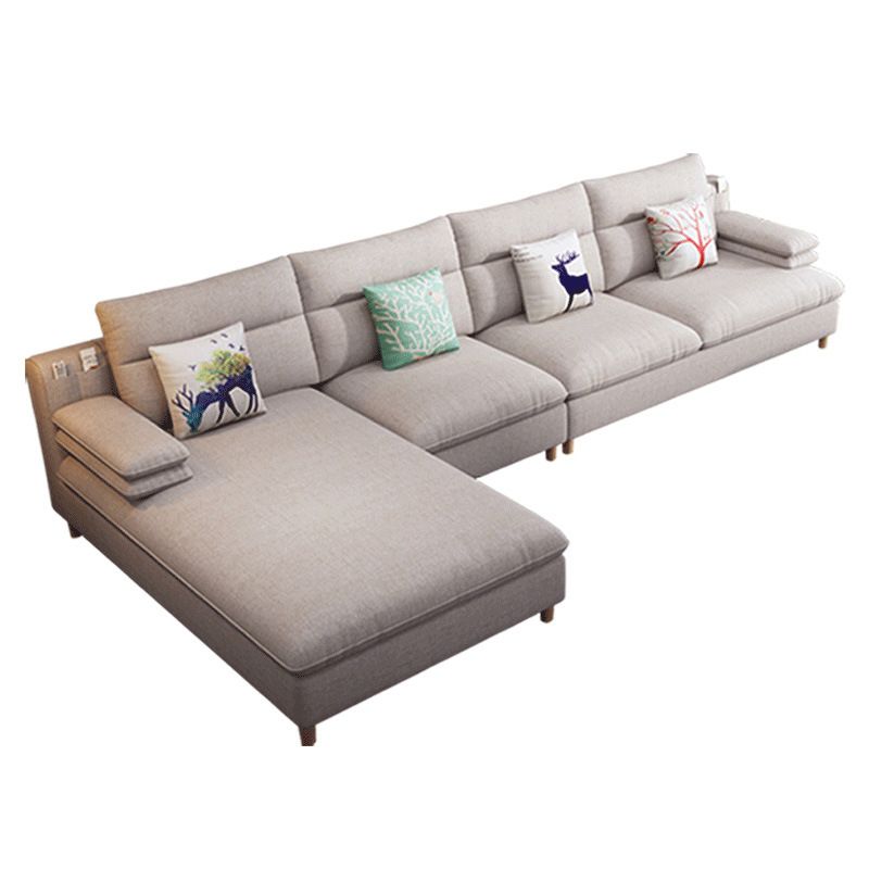 Pillow Top Arm Sectional Modern Linen 4-seat 125.98" Wide Sectional Clearhalo 'furn' 'furn_sectionals' 'Furniture' 'Living Room Furniture' 'Sectionals' 1200x1200_5bb70391-aff1-4d64-98f3-a499acd0d351