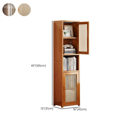 Contemporary Closed Back Bookcase Bamboo Vertical Bookshelf with Doors