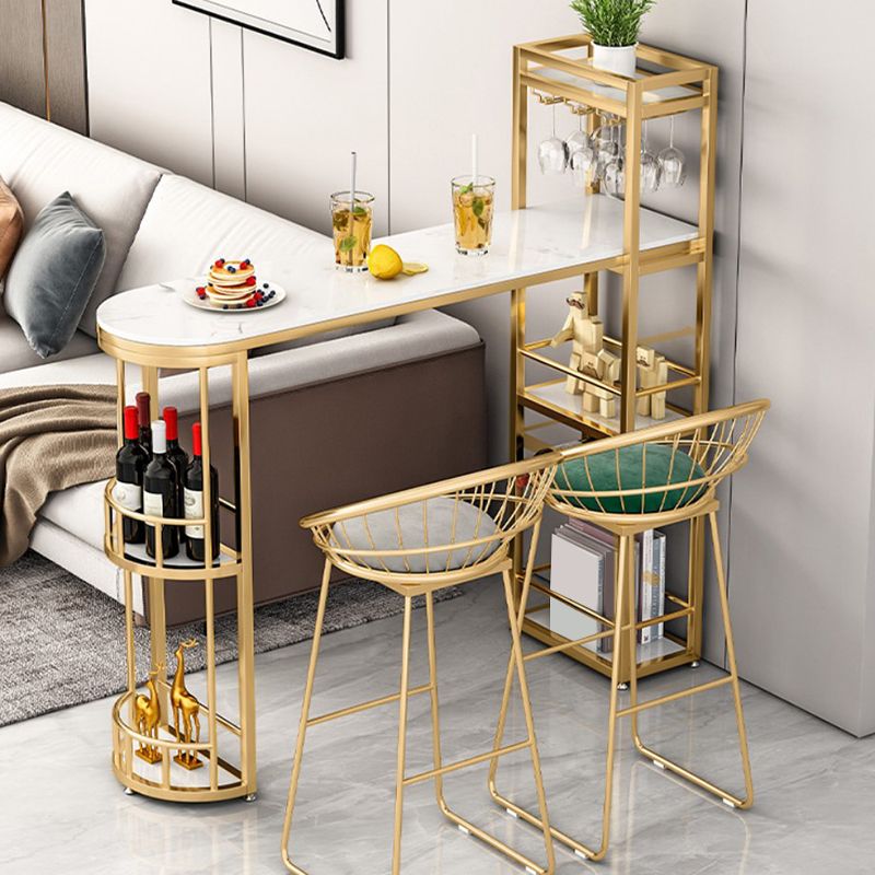 Stone Top Bar Table 42-inch Height Top Glam Style Bistro Table Clearhalo 'Bar Furniture' 'Bar Tables' 'bar_tables' 'furn' 'furn_bar_tables' 'Furniture' 'furniture_bar_tables' 'Kitchen & Dining Furniture' 1200x1200_5bb7fa4e-583d-48df-aea8-a6d7d57d0dbb
