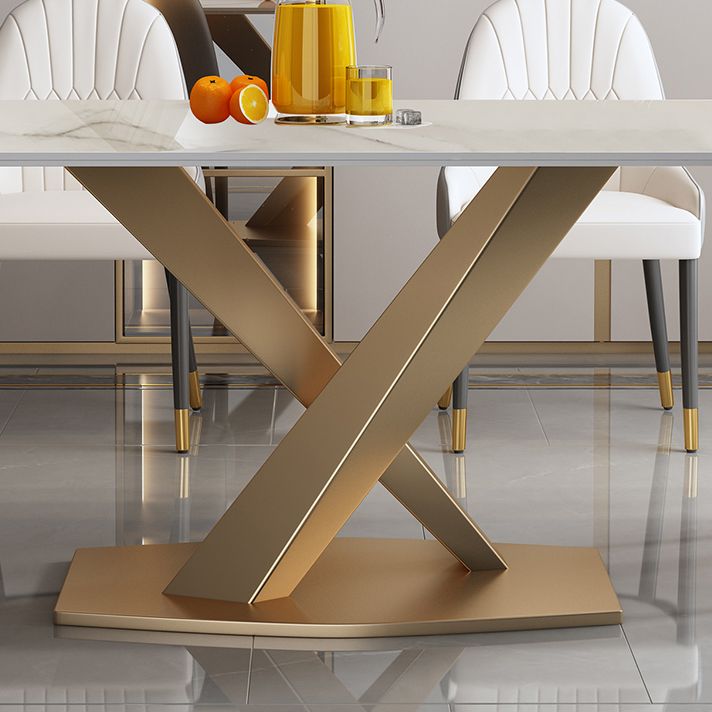 Sintered Stone Top Rectangle Table for Restaurant Luxury Dining Table with Gold Pedestal Clearhalo ' dining_table' 'Dining Tables & Seating' 'Dining Tables' 'furn' 'furn_dining_table' 'Furniture' 'furniture_dining_table' 'Kitchen & Dining Furniture' 'kitchen&dining_furn' 'kitchen' 'kitchen_dining_table' 1200x1200_5bb83bc7-1fc3-4338-a08c-491305129db9