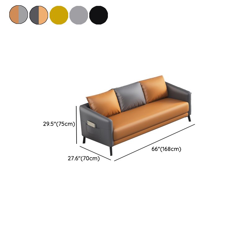 Canapé moderne à 3 places moderne du milieu du siècle canapé de bras carré en cuir avec rangement