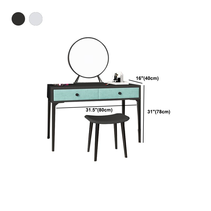 Metall -Waschtisch mit Stuhl und Spiegel in schwarz/weißer Waschtisch