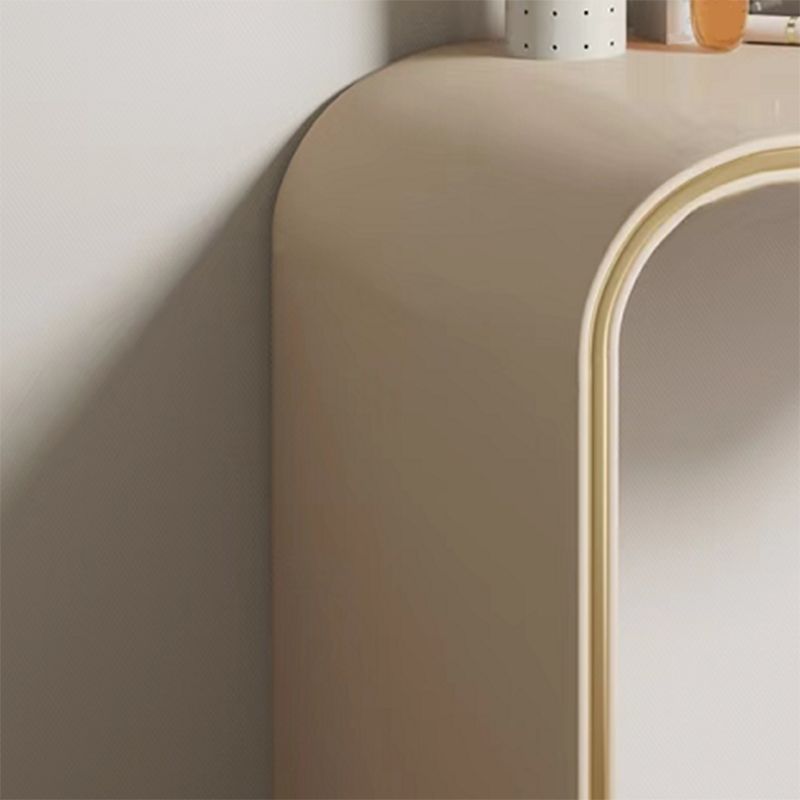 Vanidad de 2 cajones con taburetes y espejo Mesa de tocador de maquillaje de cuero genuino para mujeres