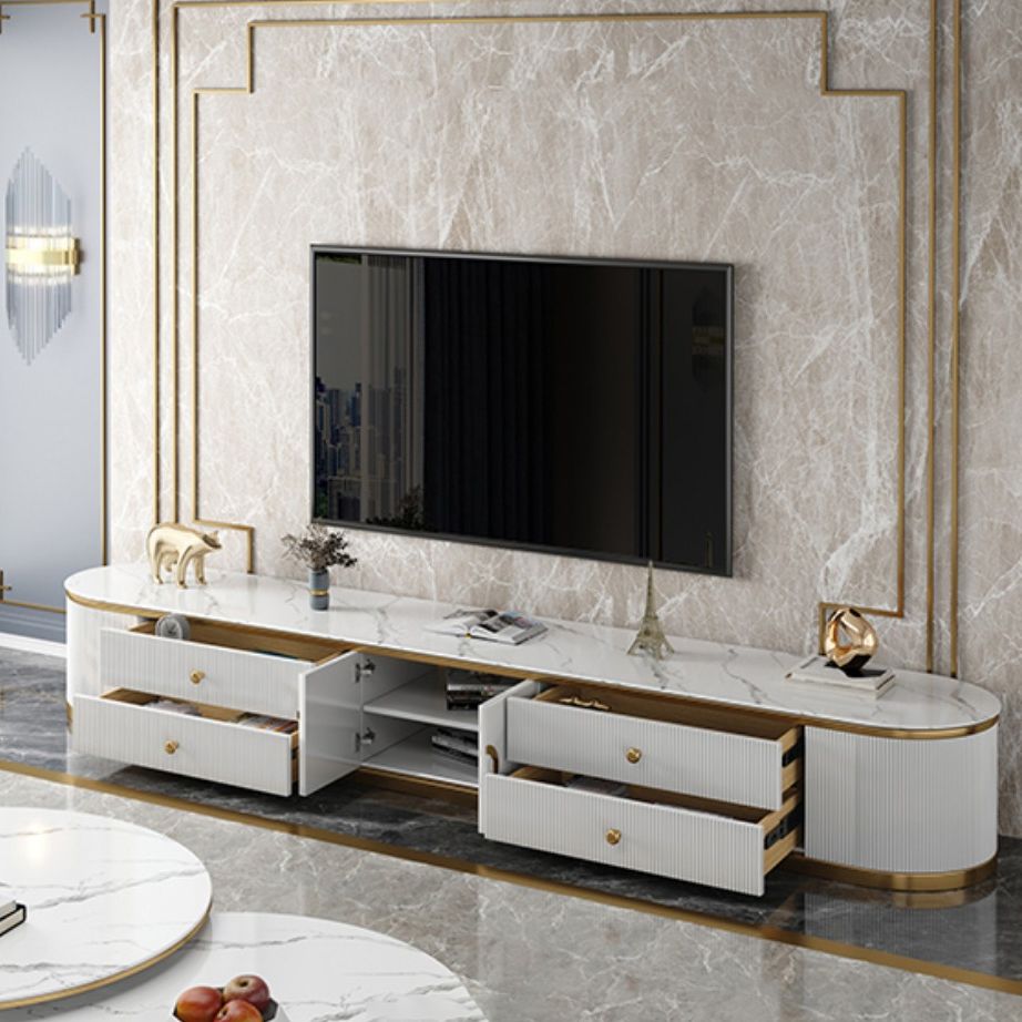 Glam Stone TV Stand con cassetti console multimediale TV di archiviazione chiusa