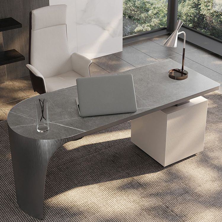 Glam Office Desk Peninsula Schreibtisch mit Chrommetallbasis