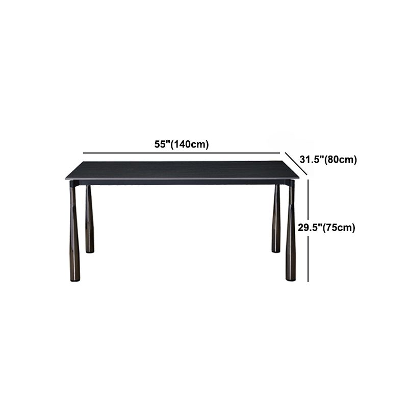Modern Black Rectangle Dining Table Set 1/4/5/7 Pieces Dinette Set with Sintered Stone Top Clearhalo 'Dining Room Sets' 'Dining Tables & Seating' 'dining_room_set' 'furn' 'furn_dining_room_set' 'Furniture' 'Kitchen & Dining Furniture' 1200x1200_5bbd7bca-40ff-4528-9da6-0f867ec80283