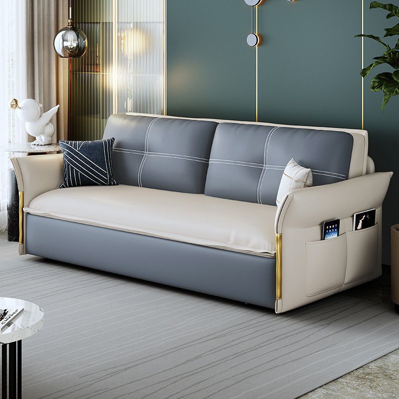 Faux Leather Stain Resistant Contemporary Flared Arm Couch Bed Clearhalo 'furn' 'furn_sofas' 'Furniture' 'Living Room Furniture' 'Sofa' 'sofas' 1200x1200_5bbdd985-7a9b-4e9f-aff4-c4b0c48a7b8b