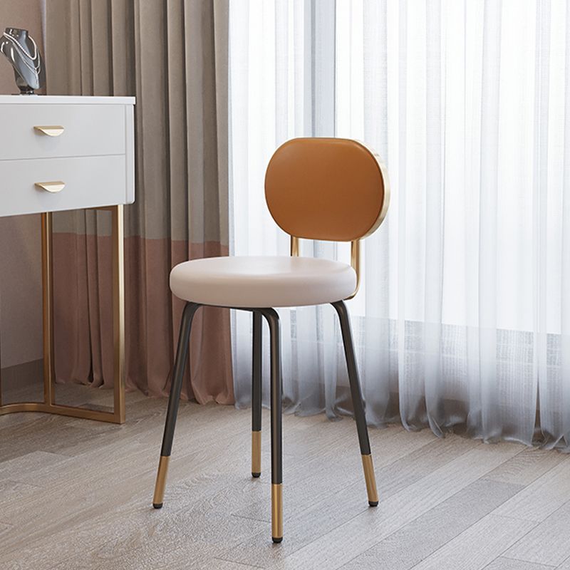 Luxurious Upholstered Armless Chair Open Back Side Leather Chair with Metal Base