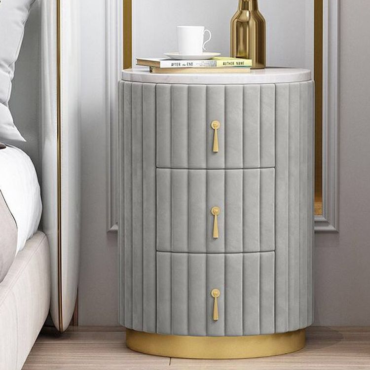 Round Slate Bedside Cabinet Modern Minimalist Bedside Table with Drawers Clearhalo 'Bedroom Furniture' 'furn' 'furn_night_stand' 'Furniture' 'night_stand' 'Nightstands' 1200x1200_5bbe5207-33ac-4e9a-8c78-6418adf7de2a