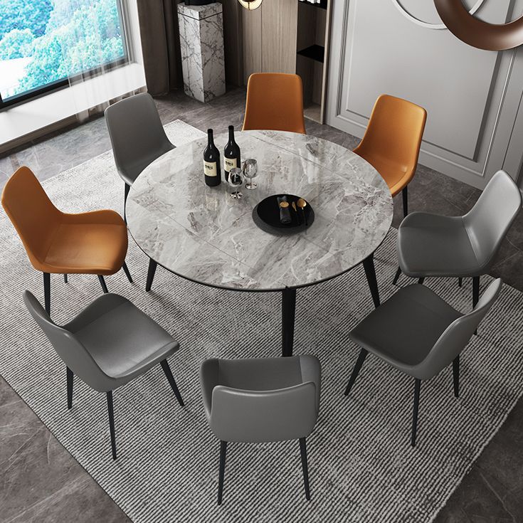 Contemporary Round Dining Table Sintered Stone Table with 4 Ash Solid Wood Legs Clearhalo ' dining_table' 'Dining Tables & Seating' 'Dining Tables' 'furn' 'furn_dining_table' 'Furniture' 'furniture_dining_table' 'Kitchen & Dining Furniture' 'kitchen&dining_furn' 'kitchen' 'kitchen_dining_table' 1200x1200_5bbed0d1-8896-44ea-9659-33b7bb38daec
