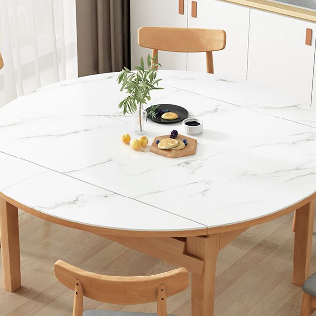Modern Style Round Dinner Table White Sintered Stone Table with Wooden Base Clearhalo ' dining_table' 'Dining Tables & Seating' 'Dining Tables' 'furn' 'furn_dining_table' 'Furniture' 'furniture_dining_table' 'Kitchen & Dining Furniture' 'kitchen&dining_furn' 'kitchen' 'kitchen_dining_table' 1200x1200_5bbfa39b-21bd-42b9-bbe4-234e7049c2c9