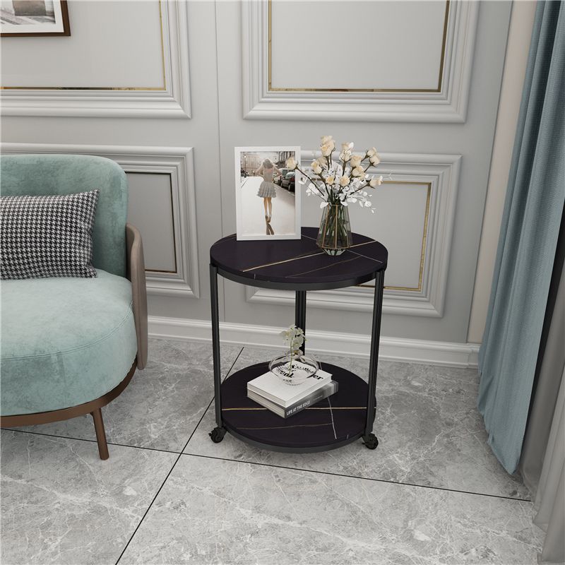 21.65 "スレートラウンドサイドエンドテーブル鉄3脚サイドテーブル付き棚