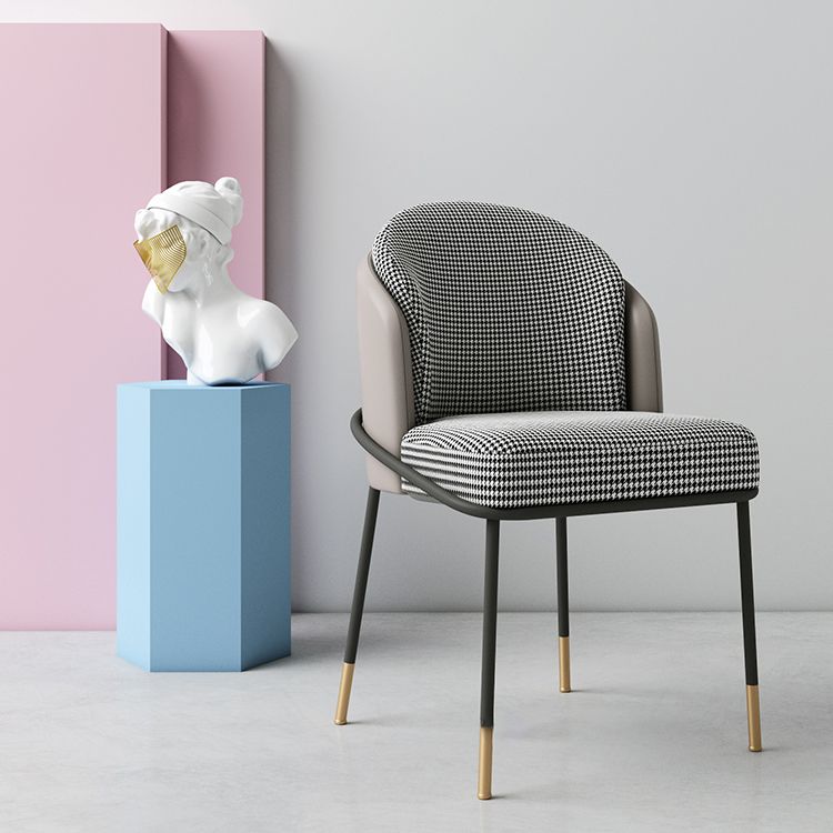 Glam Style Metal Dining Room Chairs Armless Linen Fabric Dining Chair for Home Use Clearhalo ' kitchen&dining_furn' 'Dining Chairs' 'Dining Tables & Seating' 'dining_chair' 'furn' 'furn_dining_chair' 'Furniture' 'furniture_dining_chair' 'Kitchen & Dining Furniture' 'kitchen' 1200x1200_5bc36b80-9ee0-4dce-b9f3-7ecd628d9c01