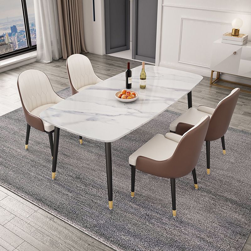 Rectangular Stone Dining Table Traditional Luxury Furniture with 4 Legs Clearhalo 'Dining Tables & Seating' 'Dining Tables' 'dining_table' 'furn' 'furn_dining_table' 'Furniture' 'Kitchen & Dining Furniture' 1200x1200_5bc4025f-38a6-4487-858c-1d417fea3caa