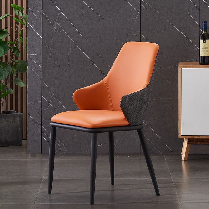 Modern Leather Dining Side Chairs Indoor Upholstered Arm Chair with Black Legs Clearhalo ' kitchen&dining_furn' 'Dining Chairs' 'Dining Tables & Seating' 'dining_chair' 'furn' 'furn_dining_chair' 'Furniture' 'furniture_dining_chair' 'Kitchen & Dining Furniture' 'kitchen' 1200x1200_5bc5a5f7-6aec-47fa-b2fd-f8c3bc09b292