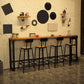 Eettafel op schraagbasis, industriële massief houten bartafel voor bistro