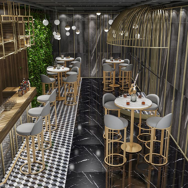 Glam Armless Backrest Counter Stool Iron Restaurant Bar Stool with Cushion and Pedal Clearhalo 'Bar Furniture' 'Bar Stools' 'bar_stools' 'furn' 'furn_bar_stools' 'Furniture' 'Kitchen & Dining Furniture' 1200x1200_5bc7395e-dee8-4e66-9c31-8bd4b57639fa