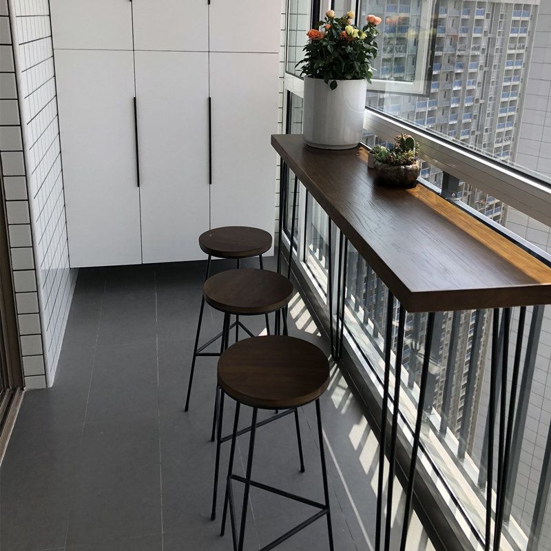 Light Brown Modern Style Bar Table in Metal and Wood Milk Tea Shop Bar Clearhalo 'Bar Furniture' 'Bar Tables' 'bar_tables' 'furn' 'furn_bar_tables' 'Furniture' 'furniture_bar_tables' 'Kitchen & Dining Furniture' 1200x1200_5bc77d51-7078-4673-bace-e8bf488767af