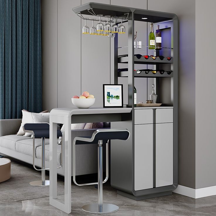 Modern Rectangle Bar Table Artificial Wood Table with Wine Cabinet for Living Room Clearhalo 'Bar Furniture' 'Bar Tables' 'bar_tables' 'furn' 'furn_bar_tables' 'Furniture' 'Kitchen & Dining Furniture' 1200x1200_5bc7c462-3323-40b7-a2f5-70c9cf43930d