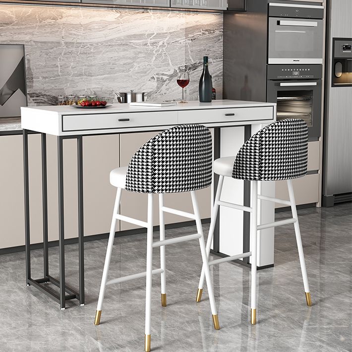 Glam Iron Bar Dining Table Faux Marble Top Indoor Bistro Table with 2-Drawer Clearhalo 'Bar Furniture' 'Bar Tables' 'bar_tables' 'furn' 'furn_bar_tables' 'Furniture' 'furniture_bar_tables' 'Kitchen & Dining Furniture' 1200x1200_5bc82d75-f44f-48eb-ac56-9e0d5108d103