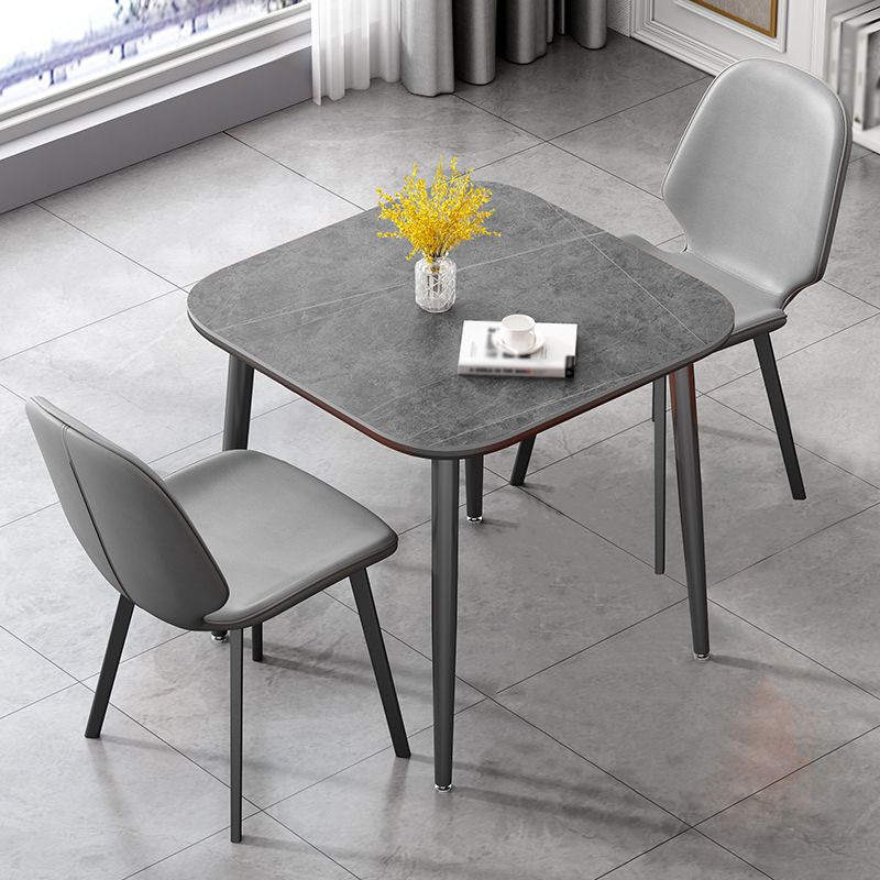 31.5-inch Metal Industrial Dining Table Sintered Stone Top Table with 4 Legs Clearhalo 'Dining Tables & Seating' 'Dining Tables' 'dining_table' 'furn' 'furn_dining_table' 'Furniture' 'furniture_dining_table' 'Kitchen & Dining Furniture' 'kitchen' 'kitchen_dining_table' 1200x1200_5bc88d99-fb51-445a-b1ed-42664401a741