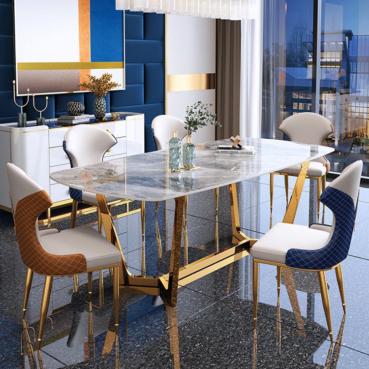 Glam Style Dining Sintered Stone Table Dining Rectangle Table for Kitchen Clearhalo 'Dining Tables & Seating' 'Dining Tables' 'dining_table' 'furn' 'furn_dining_table' 'Furniture' 'Kitchen & Dining Furniture' 1200x1200_5bc95e30-aa12-41ff-b917-d8a39217ae9c