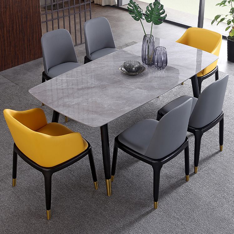 Rectangle Luxury Dining Table Grey Tone Fixed Table with Sintered Stone Clearhalo ' dining_table' 'Dining Tables & Seating' 'Dining Tables' 'furn' 'furn_dining_table' 'Furniture' 'furniture_dining_table' 'Kitchen & Dining Furniture' 'kitchen&dining_furn' 'kitchen' 'kitchen_dining_table' 1200x1200_5bca2d72-d81c-4875-b805-04179a131f70