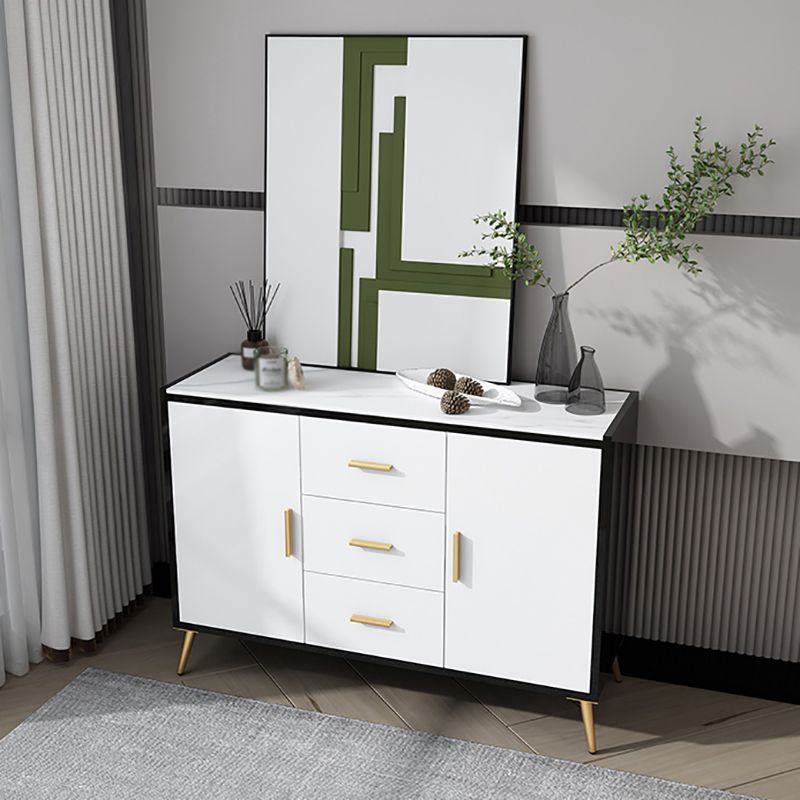 39.5"L Glam Style Side Board with Engineered Wood Drawers and Storage for Dining Room Clearhalo 'buffet_sideboard' 'Buffets & Sideboards' 'furn' 'furn_buffet_sideboard' 'Furniture' 'Kitchen & Dining Furniture' 1200x1200_5bca9e52-17e1-4466-817e-dfaeb50eb550