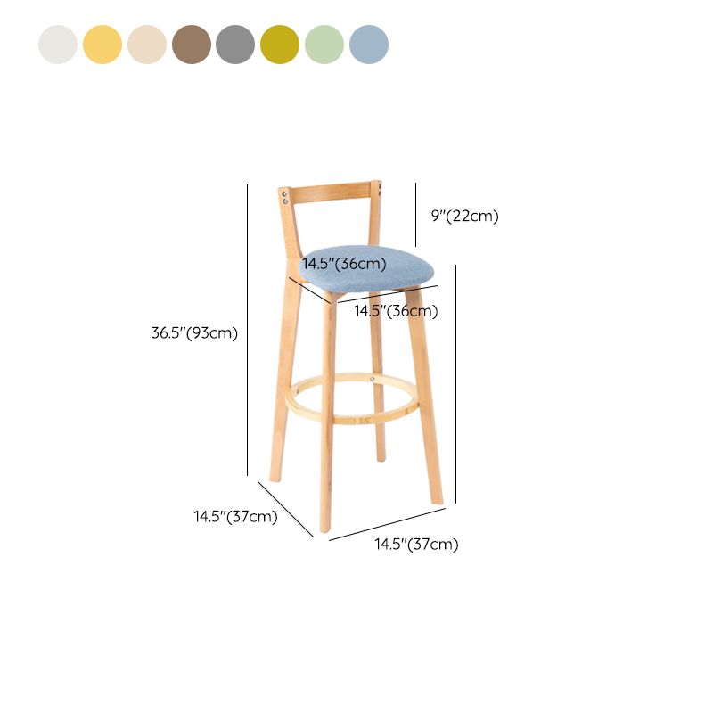 Nordic Armless Backrest Counter Stool Wood Cashier Bar Stool with Cushion and Pedal