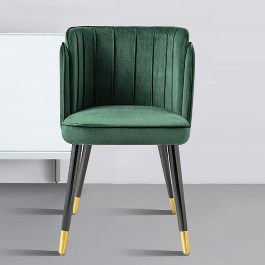 Glam Upholstered Dining Chair Green Parsons Chair with Wood Legs