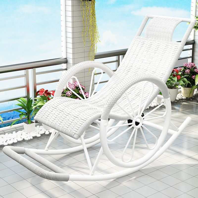 Modern Spindle Rattan Rocking Chair Metal Frame Wheel Handrail Design Rocker Chair Clearhalo 'Chairs & Seating' 'furn' 'furn_rocking_chairs' 'Furniture' 'Living Room Furniture' 'Rocking Chairs' 'rocking_chairs' 1200x1200_5bcf0bf3-3e99-476a-a789-fa7f9dba195a