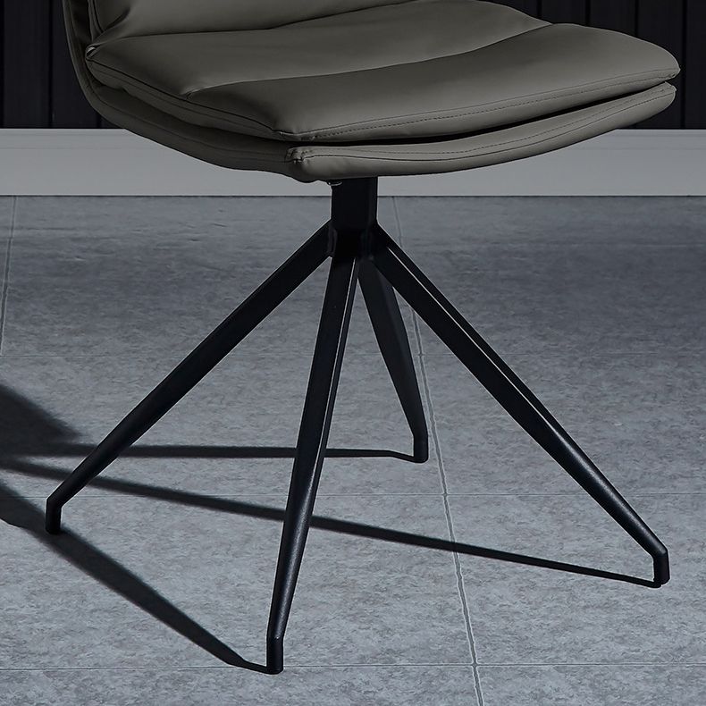 Industrial Style Solid Back Armless Chairs Microfiber Leather Dining Chairs (Set of 4) Clearhalo ' kitchen&dining_furn' 'Dining Chairs' 'Dining Tables & Seating' 'dining_chair' 'furn' 'furn_dining_chair' 'Furniture' 'furniture_dining_chair' 'Kitchen & Dining Furniture' 'kitchen' 1200x1200_5bd06d74-8bde-4b10-bef0-182547edb49a