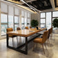 Zeitgenössischer Kiefernholz -Büro -Schreibtisch rechteckiger Schreibtisch mit Metallbasis