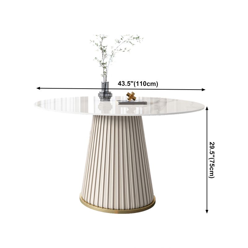 Round Traditional Luxury Dining Room Table White Sintered Stone Table with White Pedestal Base Clearhalo ' dining_table' 'Dining Tables & Seating' 'Dining Tables' 'furn' 'furn_dining_table' 'Furniture' 'furniture_dining_table' 'Kitchen & Dining Furniture' 'kitchen&dining_furn' 'kitchen' 'kitchen_dining_table' 1200x1200_5bd36925-4548-482f-966b-85fa8cb65c6a