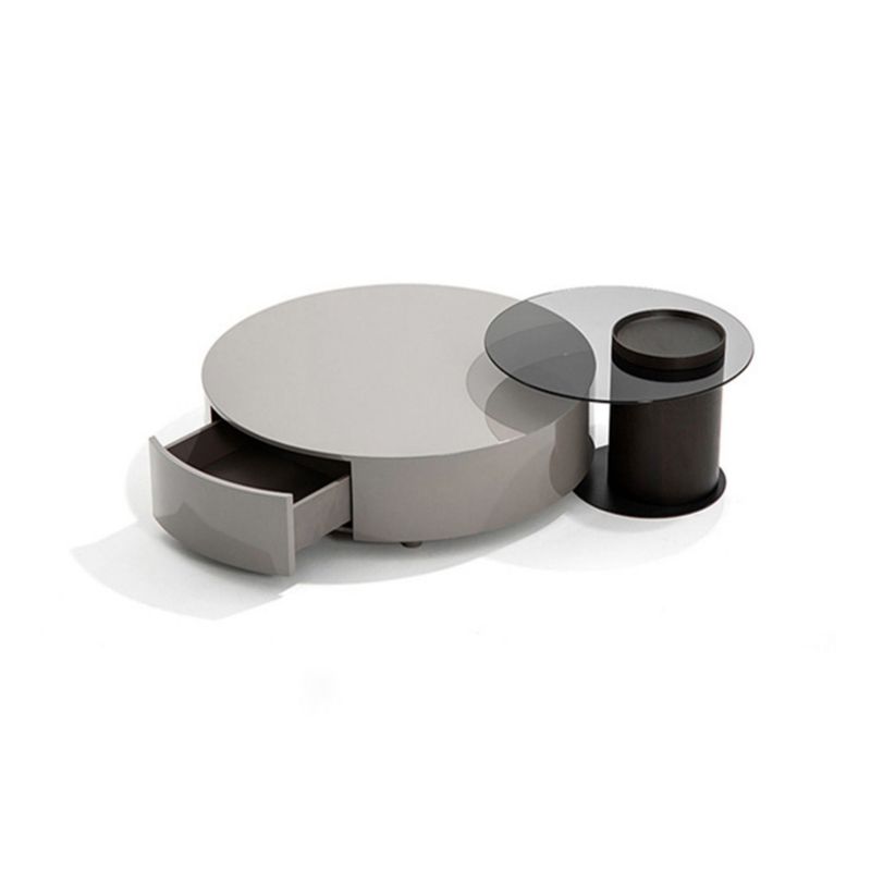 Modern Coffee Table Round Nesting Coffee Table with Storage Drawers Clearhalo 'Coffee & Accent Tables' 'Coffee Tables' 'coffee_tables' 'furn' 'furn_coffee_tables' 'Furniture' 'Living Room Furniture' 1200x1200_5bd43690-03e6-4e22-a03c-29c5d5df4b45
