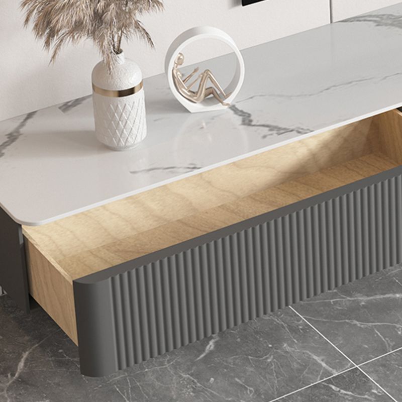 9.84 "H TV-Stand zeitgenössischer Stil mit Wand montiert graue TV-Konsole mit 2 Schubladen