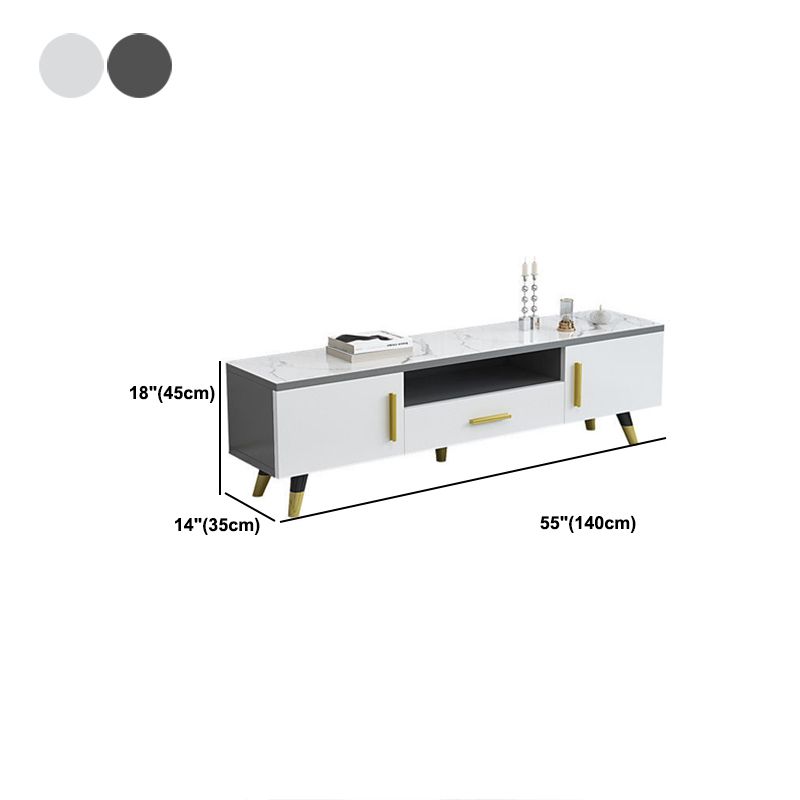 Open Storage 18" H TV Stand , Faux Wood TV Stand Console in Grey / White Clearhalo 'furn' 'furn_tv_stands_entertainment_centers' 'Furniture' 'Living Room Furniture' 'TV Stands & Entertainment Centers' 'TV Stands & Media Storage Furniture' 'tv_stands_entertainment_centers' 1200x1200_5bd6cc21-039e-46b7-a3dc-34c1b472e897
