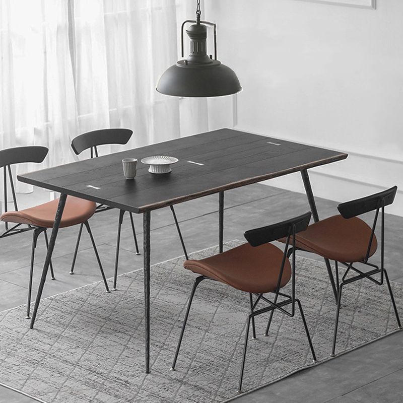 Industrial Rectangle Dining Room Table Oak Solid Wood Table with 4 Black Legs Clearhalo ' dining_table' 'Dining Tables & Seating' 'Dining Tables' 'furn' 'furn_dining_table' 'Furniture' 'furniture_dining_table' 'Kitchen & Dining Furniture' 'kitchen&dining_furn' 'kitchen' 'kitchen_dining_table' 1200x1200_5bd6cd39-f695-492c-9396-6afcf4eae665
