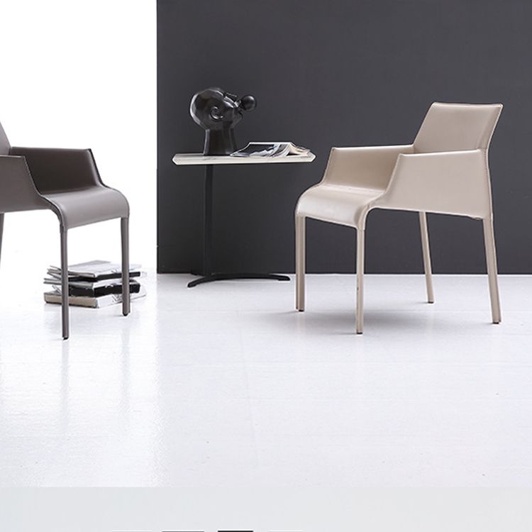 Contemporary Leather Dining Arm Chairs Matte Finish Parsons Chairs for Kitchen Clearhalo ' kitchen&dining_furn' 'Dining Chairs' 'Dining Tables & Seating' 'dining_chair' 'furn' 'furn_dining_chair' 'Furniture' 'furniture_dining_chair' 'Kitchen & Dining Furniture' 'kitchen' 1200x1200_5bd78b8c-d1de-4930-b535-9655c000ad20