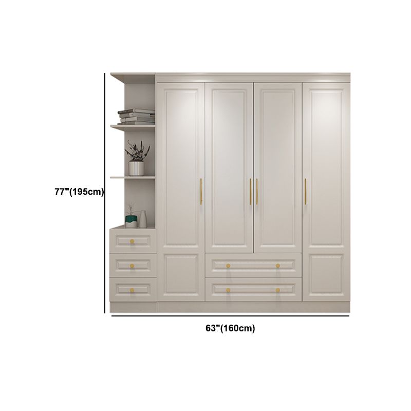 Hinged White Wardrobe Armoire Engineered Wood Wardrobe Closet Clearhalo 'Armoires & Wardrobes' 'armoires_wardrobes' 'Bedroom Furniture' 'furn' 'furn_armoires_wardrobes' 'Furniture' 1200x1200_5bd7dc10-afab-44b6-9ebf-11945029fa07