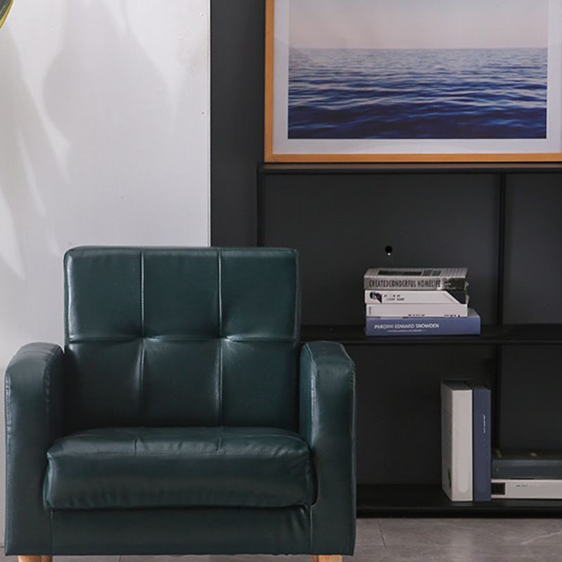 モダンなシングルクッションシートソファチュートバックフェイクレザーソファ