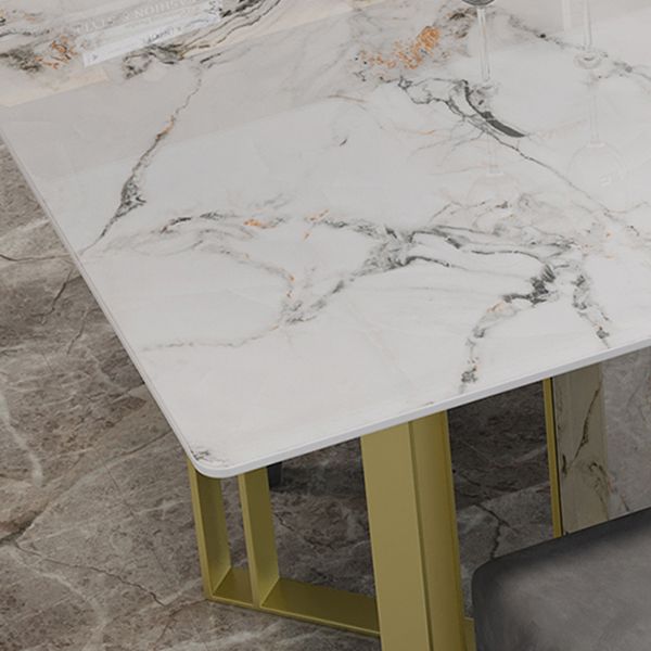 Glam Style Dinette Set 1/5 Pcs Rectangle Stone Dinette Table with Dining Chair Clearhalo 'Dining Room Sets' 'Dining Tables & Seating' 'dining_room_set' 'furn' 'furn_dining_room_set' 'Furniture' 'Kitchen & Dining Furniture' 1200x1200_5bda7db7-fef5-4d9d-bbda-d6363aa1c282