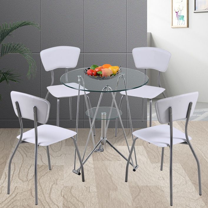 Modern Style Glass Kitchen Dining Room Table Round Table with Metal Base Clearhalo ' dining_table' 'Dining Tables & Seating' 'Dining Tables' 'furn' 'furn_dining_table' 'Furniture' 'furniture_dining_table' 'Kitchen & Dining Furniture' 'kitchen&dining_furn' 'kitchen' 'kitchen_dining_table' 1200x1200_5bdc89d3-8c3c-4287-95e4-991ec96cbdb5