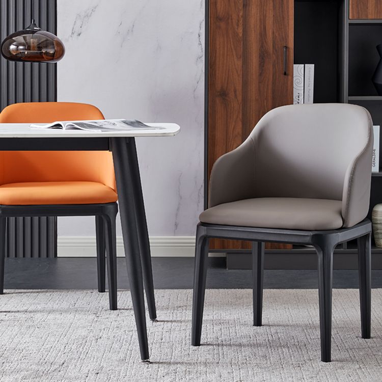 Faux Leather Contemporary Dining Room Chair Metallic Finish Solid Back Dining Chair Clearhalo ' kitchen&dining_furn' 'Dining Chairs' 'Dining Tables & Seating' 'dining_chair' 'Furniture' 'furniture_dining_chair' 'Kitchen & Dining Furniture' 'kitchen' 1200x1200_5bddd747-8ad3-4b50-8185-c1a73d5a5b5b