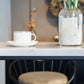 Table de bar de style moderne, bureau de bar de bistro fixe en faux marbre avec repose-pieds