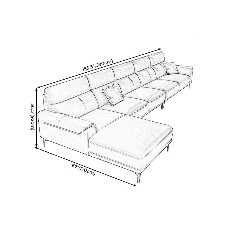 Dark Gray Genuine Leather Sofa and Chaise Pillow Top Arm Sectional for Living Room Clearhalo 'furn' 'furn_sectionals' 'Furniture' 'furniture_sectionals' 'Living Room Furniture' 'Sectionals' 1200x1200_5be0092b-3a18-426f-91ae-61859a8c6dd3