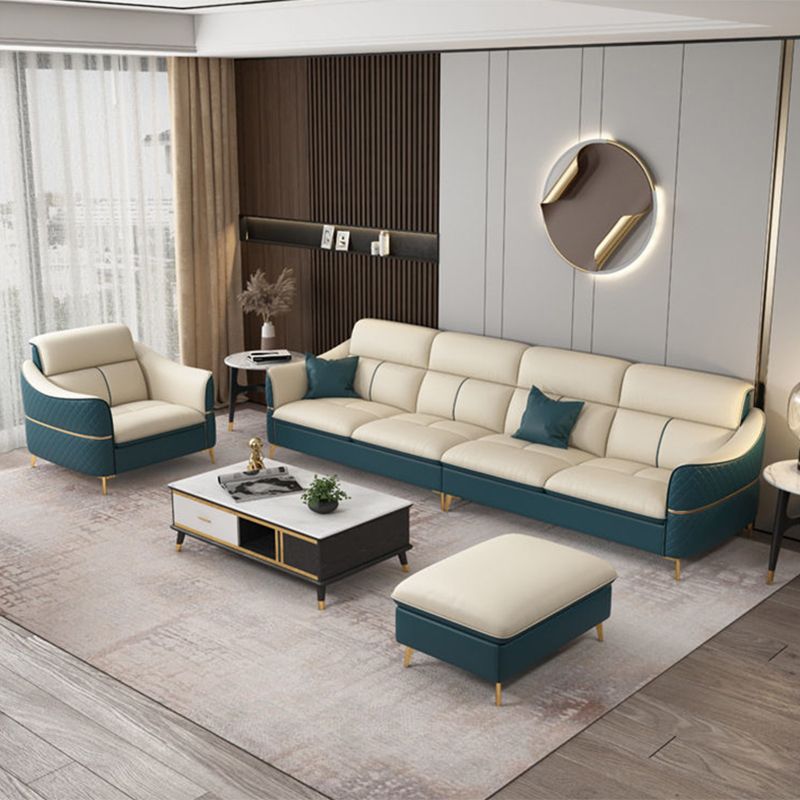 Glam Style Sofa Bed with Padded Leather and White Upholstery Sofa Clearhalo 'furn' 'furn_sectionals' 'Furniture' 'Living Room Furniture' 'Sectionals' 1200x1200_5be030e9-68a3-421d-a06a-b35d3afc031b