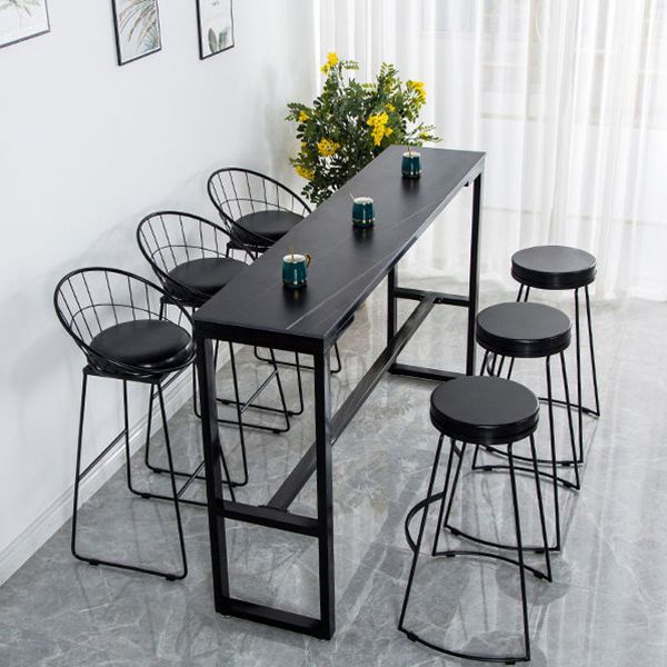 Nordic Rectangle Bar Table 42-inch Height Iron Pedestal Bistro Table Clearhalo 'Bar Furniture' 'Bar Tables' 'bar_tables' 'furn' 'furn_bar_tables' 'Furniture' 'furniture_bar_tables' 'Kitchen & Dining Furniture' 1200x1200_5be062ec-1614-4708-be46-b2b14bbcad6f