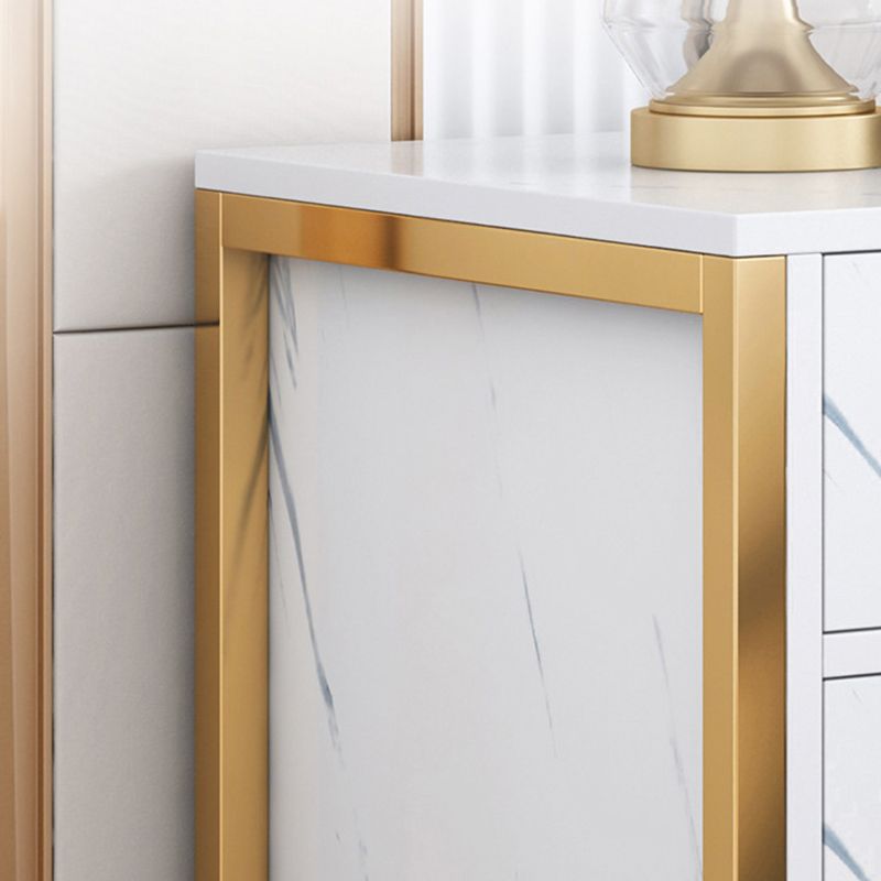 Mesa nocturna de almacenamiento de cajones de mesa de glamour en negro/blanco, 19.7 "de alto